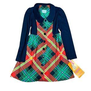 NWT 60s Vintage Ingenue of California Plaid Career Dress Green black size 7